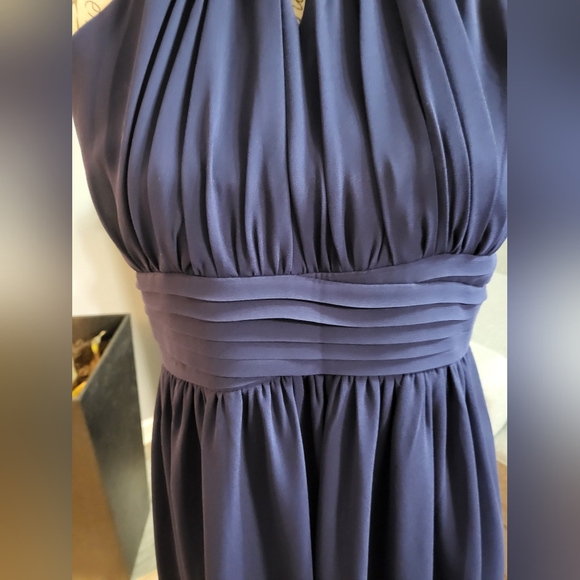 IEFIEL Navy Blue Dress, Embelished Neck, Sleeveless, Mesh Top, Maxi, Size S - Picture 3 of 10